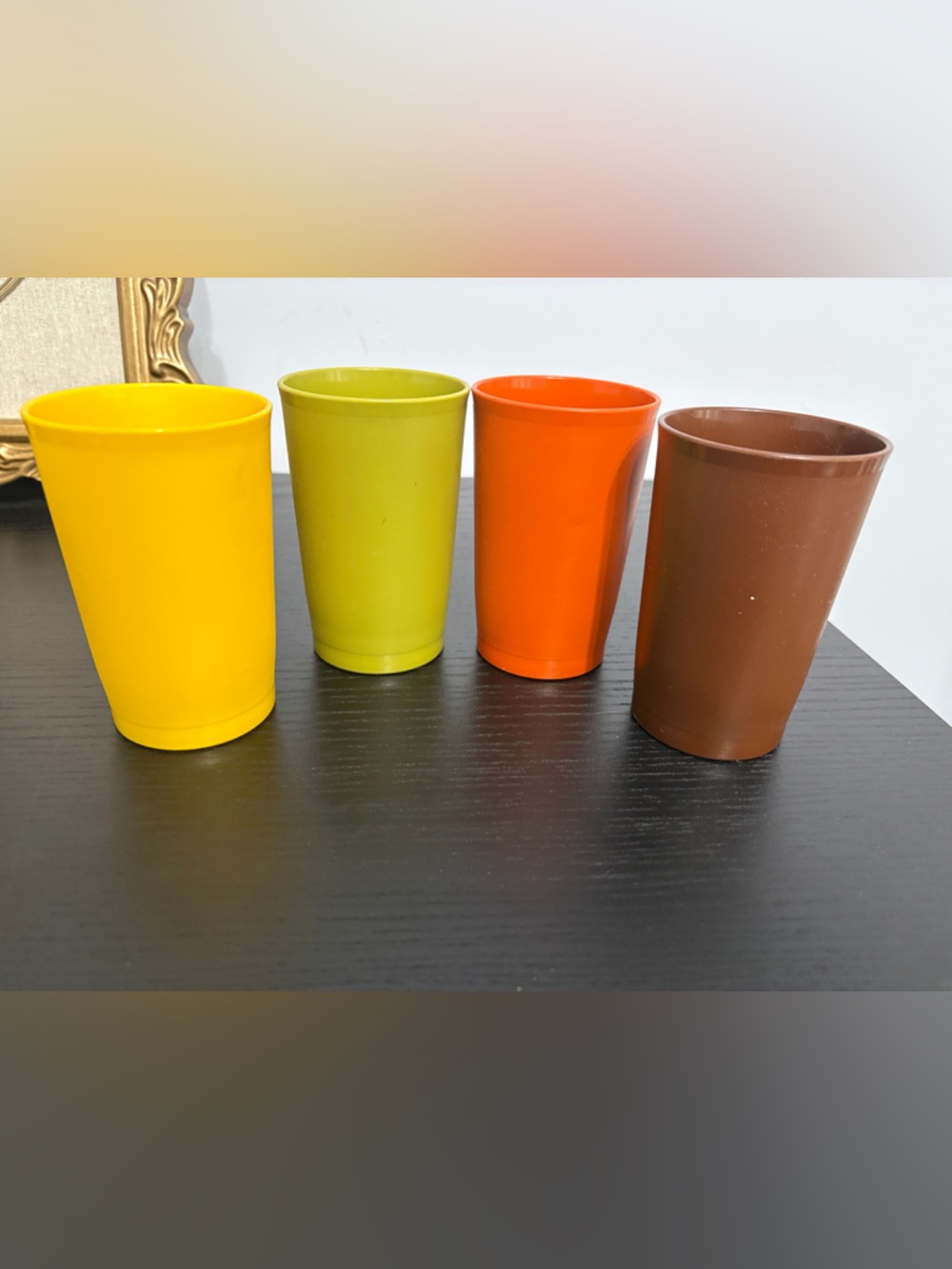 Tupperware Set of Four Vintage Colorful Plastic Cups